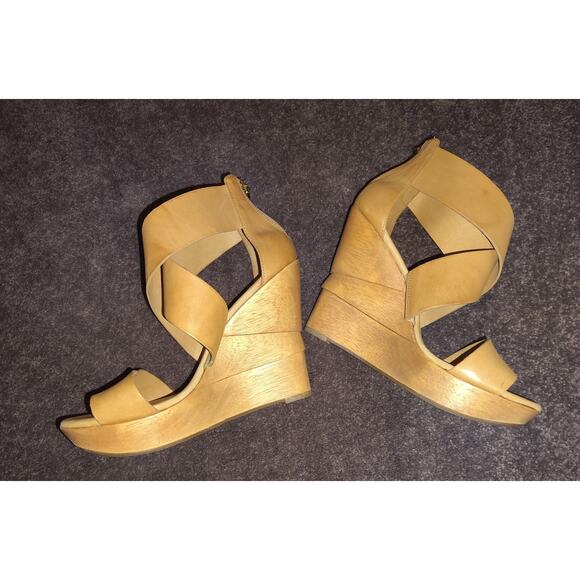 NEW DVF Opal 5" Leather & Wood Wedge Sandal Sz 8 - Picture 6 of 6